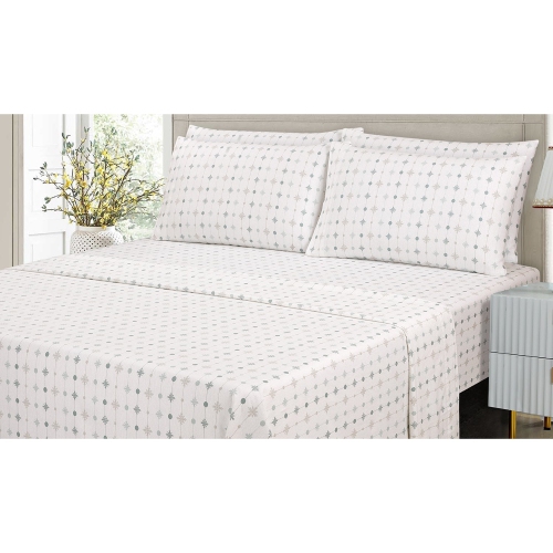 Coton House - Ensemble de draps en flanelle, 100 % coton, lit simple, motif de flocons de neige festifs