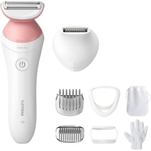 Philips - rasoir sans fil pour femmes série 6000, pour peau sèche ou humide, rose