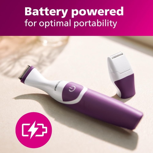 Philips - Cordless Bikini Trimmer for Women with Accessories and Carrying Pouch, Purple