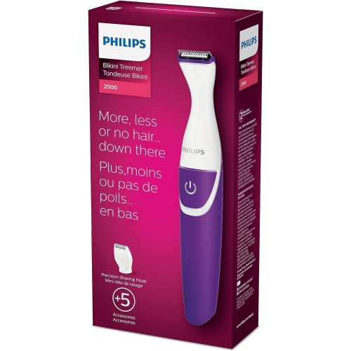 Philips - Cordless Bikini Trimmer for Women with Accessories and Carrying Pouch, Purple