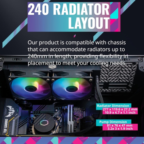 Cooler Master MasterLiquid 240L Core, Gen S Dual Chamber Pump, ARGB 240mm AIO Liquid CPU Cooler