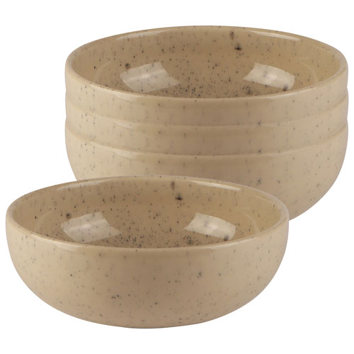 Bol à trempette en grès Uno de Mesa Ceramics - 4 pièces - Naturel tacheté