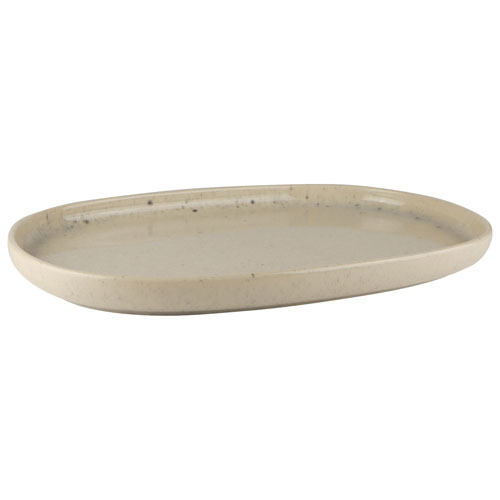 Plat en grès Uno de Mesa Ceramics - Beige tacheté