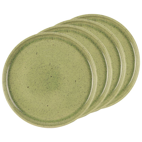 Assiette en grès Uno de Mesa Ceramics - 4 pièces - Vert tacheté