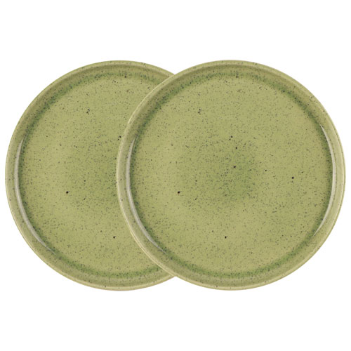 Assiette de présentation en grès Uno de Mesa Ceramics - 2 pièces - Vert tacheté