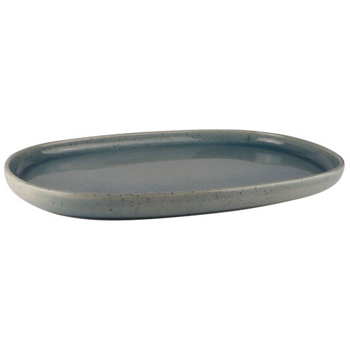 Plat en grès Uno de Mesa Ceramics - Bleu tacheté