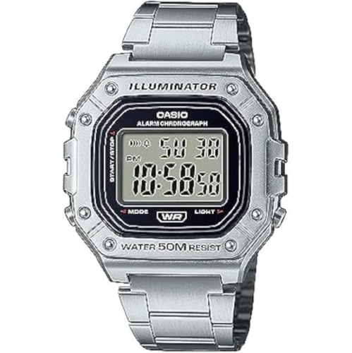 Casio W218H Series Men s Digital Watch 50M WR 1 100 Second Stopwatch 100 SEC Chrono LED Backlight Countdown Timer Daily Alarm Hourly