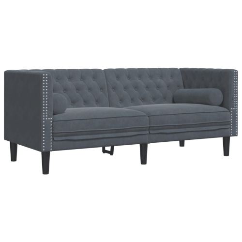 VIDAXL  Chesterfield Sofa With Bolsters 2-Seater Dark Velvet In Grey