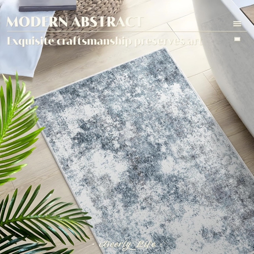 Modern Abstract Area Rug 2' x 3' Small Area Rug Entryway Rugs Soft Washable Rug Non-Slip Contemporary Bathroom Doormat Indoor Carpet for Living Room