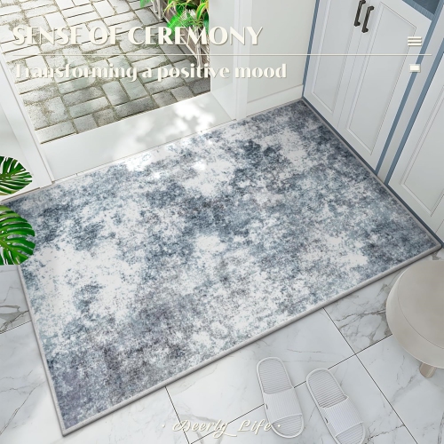 Modern Abstract Area Rug 2' x 3' Small Area Rug Entryway Rugs Soft Washable Rug Non-Slip Contemporary Bathroom Doormat Indoor Carpet for Living Room