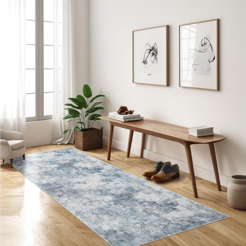 NIERBO  2' X 6' Laundry Room Rug Runner, Thin Runner Rugs for Hallway, Washable Runner Rug, Modern Abstract Area Rug, Soft Carpet Runner for Bathroom