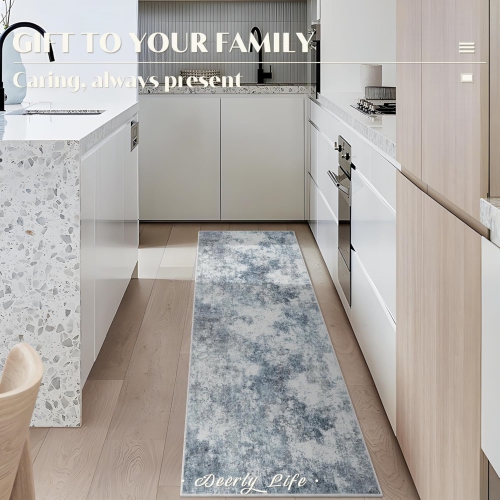 2' x 8' Laundry Room Rug Runner, Thin Runner Rugs for Hallway, Washable Runner Rug, Modern Abstract Area Rug, Soft Carpet Runner for Bathroom Kitchen