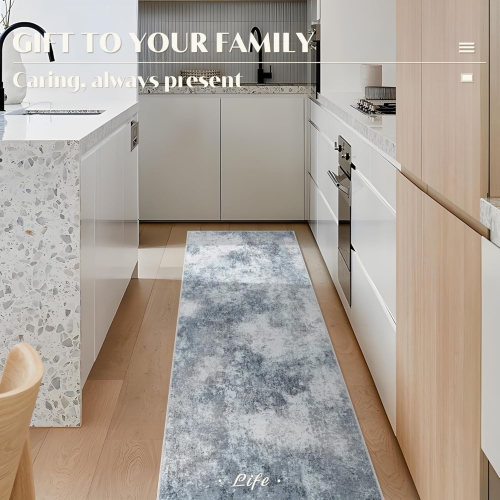 3' x 7' Laundry Room Rug Runner, Thin Runner Rugs for Hallway, Washable Runner Rug, Modern Abstract Area Rug, Soft Carpet Runner for Bathroom Kitchen