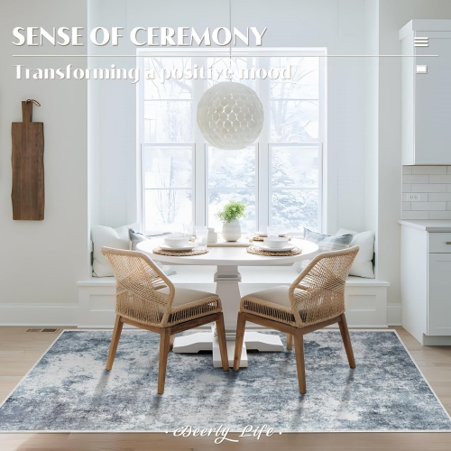 3' x 5' Washable Bedroom Rug Indoor Non-Slip, Deerly Modern Abstract Area Rug, 3x5 Washable Bathroom Carpet for Front Door Entrance Kitchen Laundry