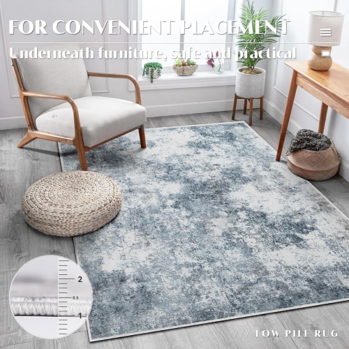 3' x 5' Washable Bedroom Rug Indoor Non-Slip, Deerly Modern Abstract Area Rug, 3x5 Washable Bathroom Carpet for Front Door Entrance Kitchen Laundry