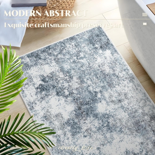 3' x 5' Washable Bedroom Rug Indoor Non-Slip, Deerly Modern Abstract Area Rug, 3x5 Washable Bathroom Carpet for Front Door Entrance Kitchen Laundry