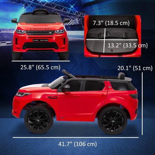 Jouet porteur sous licence Land Rover Discovery Sport de Qaba, voiture électrique pour enfants à batterie 12 V avec télécommande, démarrage