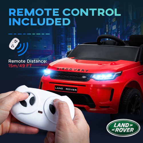 Jouet porteur sous licence Land Rover Discovery Sport de Qaba, voiture électrique pour enfants à batterie 12 V avec télécommande, démarrage