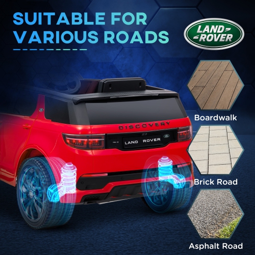 Jouet porteur sous licence Land Rover Discovery Sport de Qaba, voiture électrique pour enfants à batterie 12 V avec télécommande, démarrage