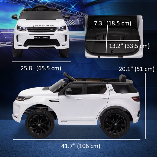 Qaba Land Rover Discovery Sport Licensed Ride on Car, 12V Battery Powered Kids Electric Car with Remote Control, Soft Start, LED Lights, Music Horn,