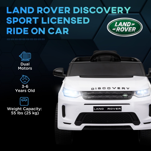 Qaba Land Rover Discovery Sport Licensed Ride on Car, 12V Battery Powered Kids Electric Car with Remote Control, Soft Start, LED Lights, Music Horn,
