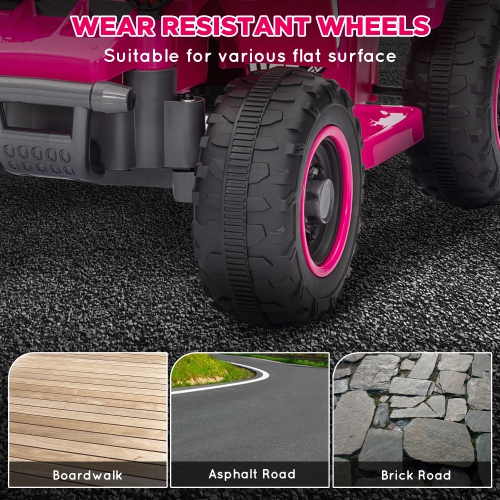 Qaba 6V Kids ATV Quad, 4 Wheeler Battery Powered Electric Ride on Car with LED Headlights, Forward Backward, for Boys and Girls, Pink