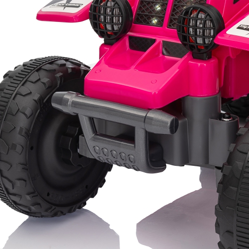 Qaba 6V Kids ATV Quad, 4 Wheeler Battery Powered Electric Ride on Car with LED Headlights, Forward Backward, for Boys and Girls, Pink