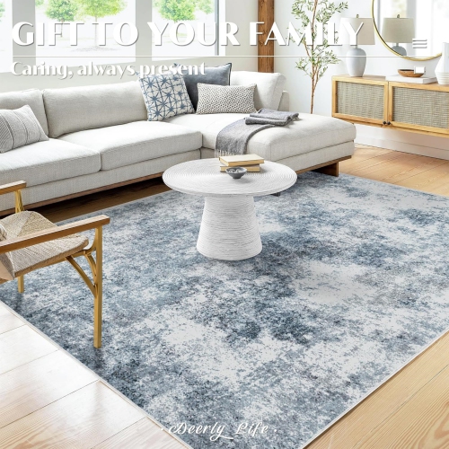 5' x 7' Washable Bedroom Rug Indoor Non-Slip, Deerly Modern Abstract Area Rug, Washable Bathroom Carpet for Front Door Entrance Kitchen Laundry Room