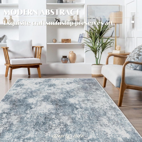 5' x 7' Washable Bedroom Rug Indoor Non-Slip, Deerly Modern Abstract Area Rug, Washable Bathroom Carpet for Front Door Entrance Kitchen Laundry Room