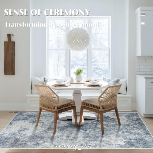 4' x 6' Washable Bedroom Rug Indoor Non-Slip, Deerly Modern Abstract Area Rug, Washable Bathroom Carpet for Front Door Entrance Kitchen Laundry Room