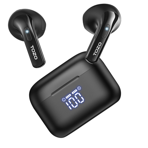 TOZO T21 Wireless Earbuds 5.3 Bluetooth Headphone in Ear with Dual Mic Noise Cancelling IPX8 Waterproof 44H Playback Stereo Sound with Power Display