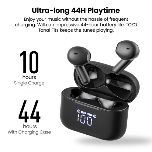 TOZO T21 Wireless Earbuds 5.3 Bluetooth Headphone in Ear with Dual Mic Noise Cancelling IPX8 Waterproof 44H Playback Stereo Sound with Power Display