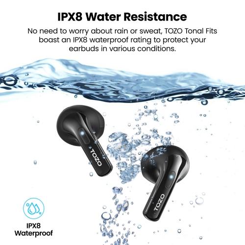 TOZO T21 Wireless Earbuds 5.3 Bluetooth Headphone in Ear with Dual Mic Noise Cancelling IPX8 Waterproof 44H Playback Stereo Sound with Power Display