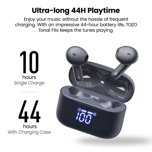 TOZO T21 Wireless Earbuds 5.3 Bluetooth Headphone in Ear with Dual Mic Noise Cancelling IPX8 Waterproof 44H Playback Stereo Sound with Power Display