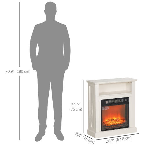 HOMCOM 27 Inches Electric Fireplace with Mantel Surround, 1400W Replaceable Fireplace Insert Heater with Remote Control, Freestanding Fireplace