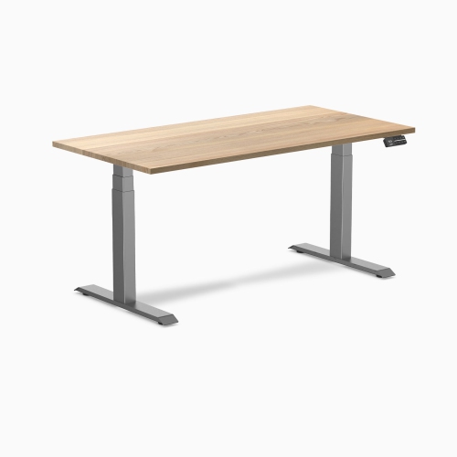 Desky Dual Hardwood Sit Stand Desk - White Ash / 60 x 30 inches / Space Grey