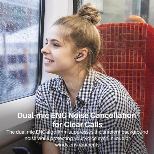 TOZO T20 Wireless Earbuds Bluetooth Headphones with LED Digital Display Built-in Mics Call Noise Cancelling -Black