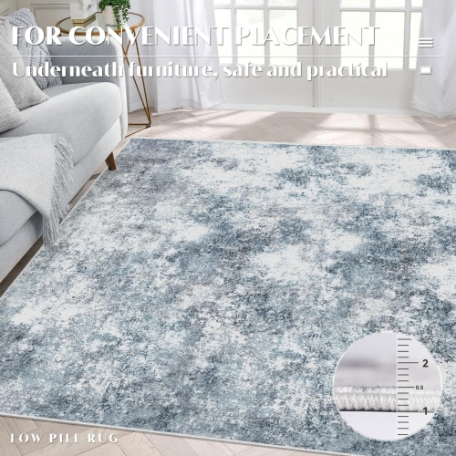 6' x 9' Washable Bedroom Rug Indoor Non-Slip, Modern Abstract Area Rug, Washable Bathroom Carpet for Front Door Entrance Kitchen Laundry Room Bath