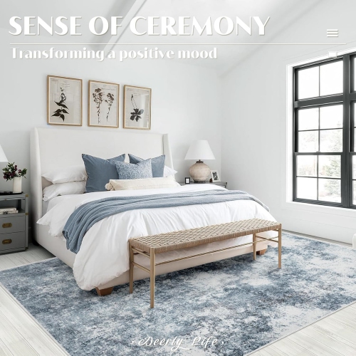 8' x 10' Washable Bedroom Rug Indoor Non-Slip, Modern Abstract Area Rug, Washable Bathroom Carpet for Front Door Entrance Kitchen Laundry Room Bath