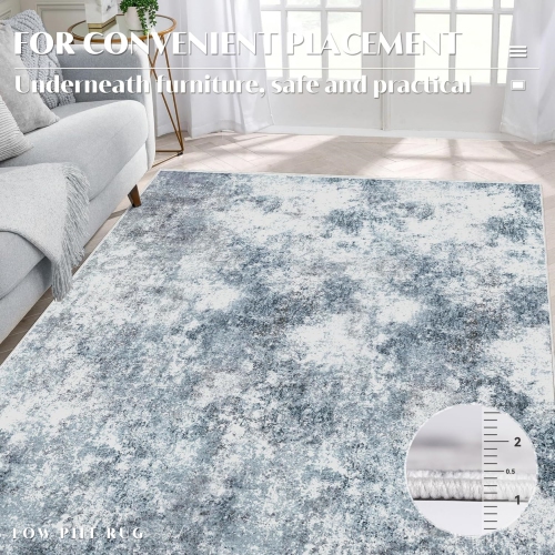 8' x 10' Washable Bedroom Rug Indoor Non-Slip, Modern Abstract Area Rug, Washable Bathroom Carpet for Front Door Entrance Kitchen Laundry Room Bath