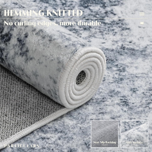 9' x 12' Washable Bedroom Rug Indoor Non-Slip, Modern Abstract Area Rug, Washable Bathroom Carpet for Front Door Entrance Kitchen Laundry Room Bath