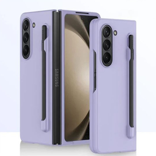 For Samsung Galaxy Z Fold 4 Slim Matte PC Shockproof Phone Cases With S Pen -Purple