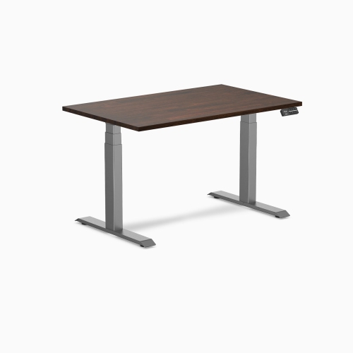 Desky Dual Rubberwood Sit Stand Desk - Dark Walnut / 48 x 30 inches / Space Grey