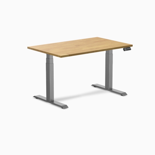 Desky Dual Rubberwood Sit Stand Desk - Light Oak / 48 x 30 inches / Space Grey