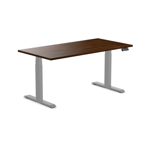 Desky Dual Rubberwood Sit Stand Desk - Dark Walnut / 60 x 30 inches / Grey