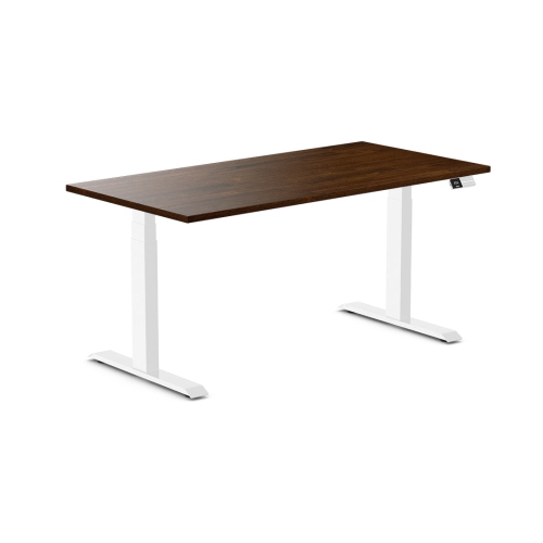 Desky Dual Rubberwood Sit Stand Desk - Dark Walnut / 60 x 30 inches / White