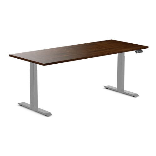 Desky Dual Rubberwood Sit Stand Desk - Dark Walnut / 72 x 30 inches / Grey