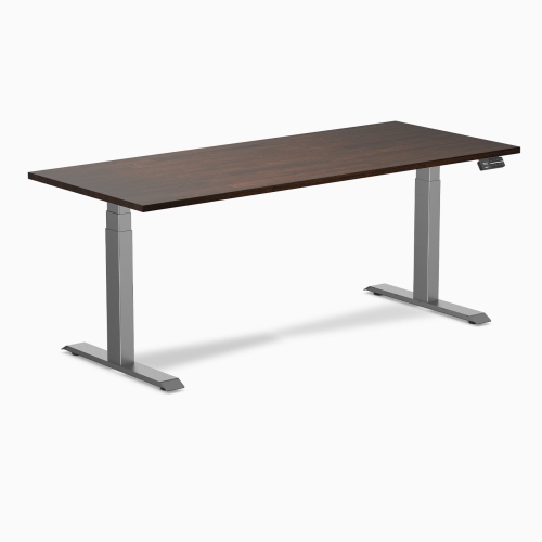 Desky Dual Rubberwood Sit Stand Desk - Dark Walnut / 72 x 30 inches / Space Grey