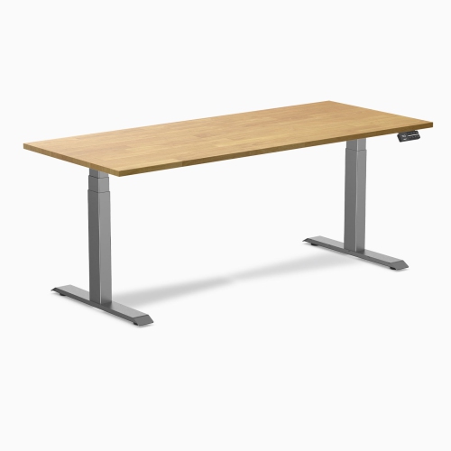 Desky Dual Rubberwood Sit Stand Desk - Light Oak / 72 x 30 inches / Space Grey