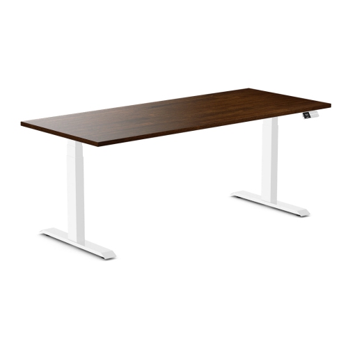 Desky Dual Rubberwood Sit Stand Desk - Dark Walnut / 72 x 30 inches / White